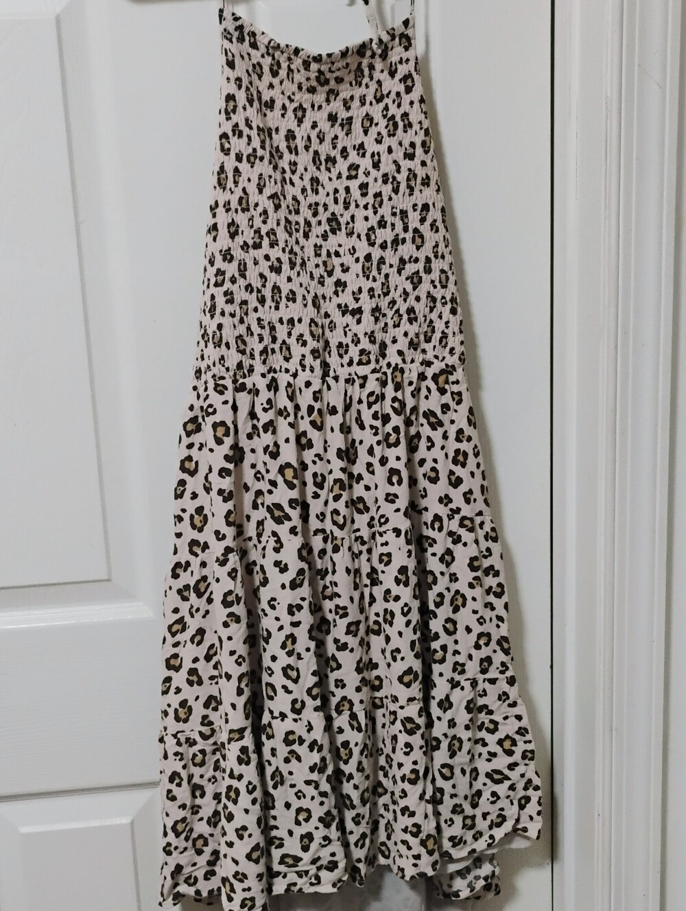 American Eagle Leopard Print Halter Dress in Beige and Brown